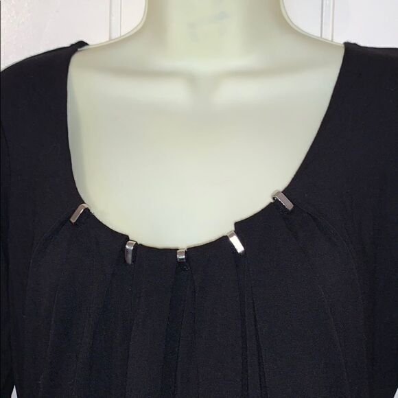 WHBM black knit top with “studded” neck - Picture 2 of 8